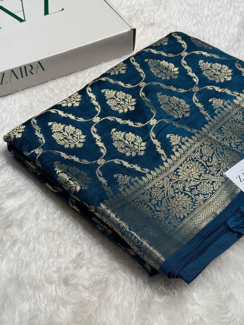 Midnight Blue Pure Chiniya Silk