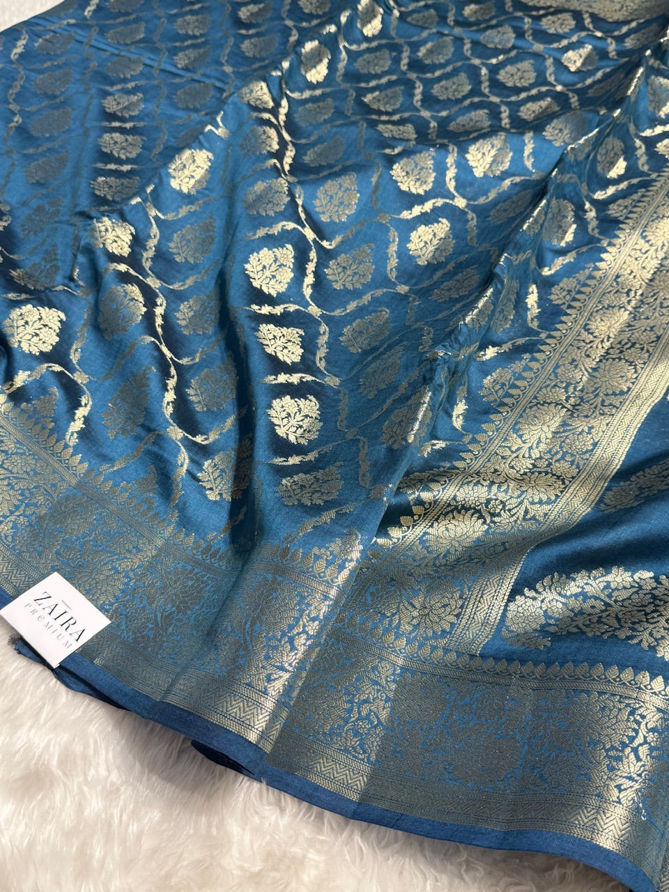 Midnight Blue Pure Chiniya Silk