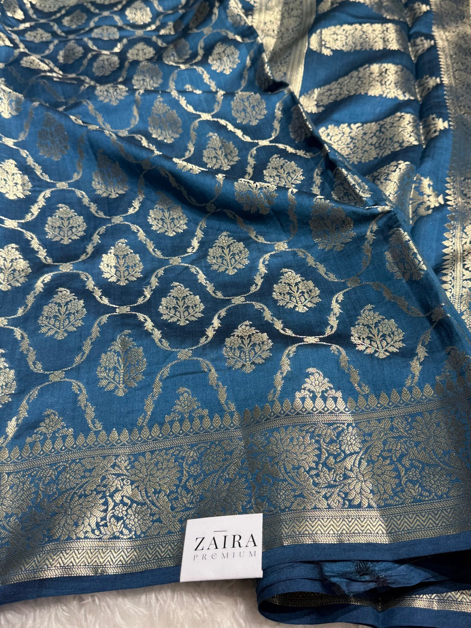 Midnight Blue Pure Chiniya Silk