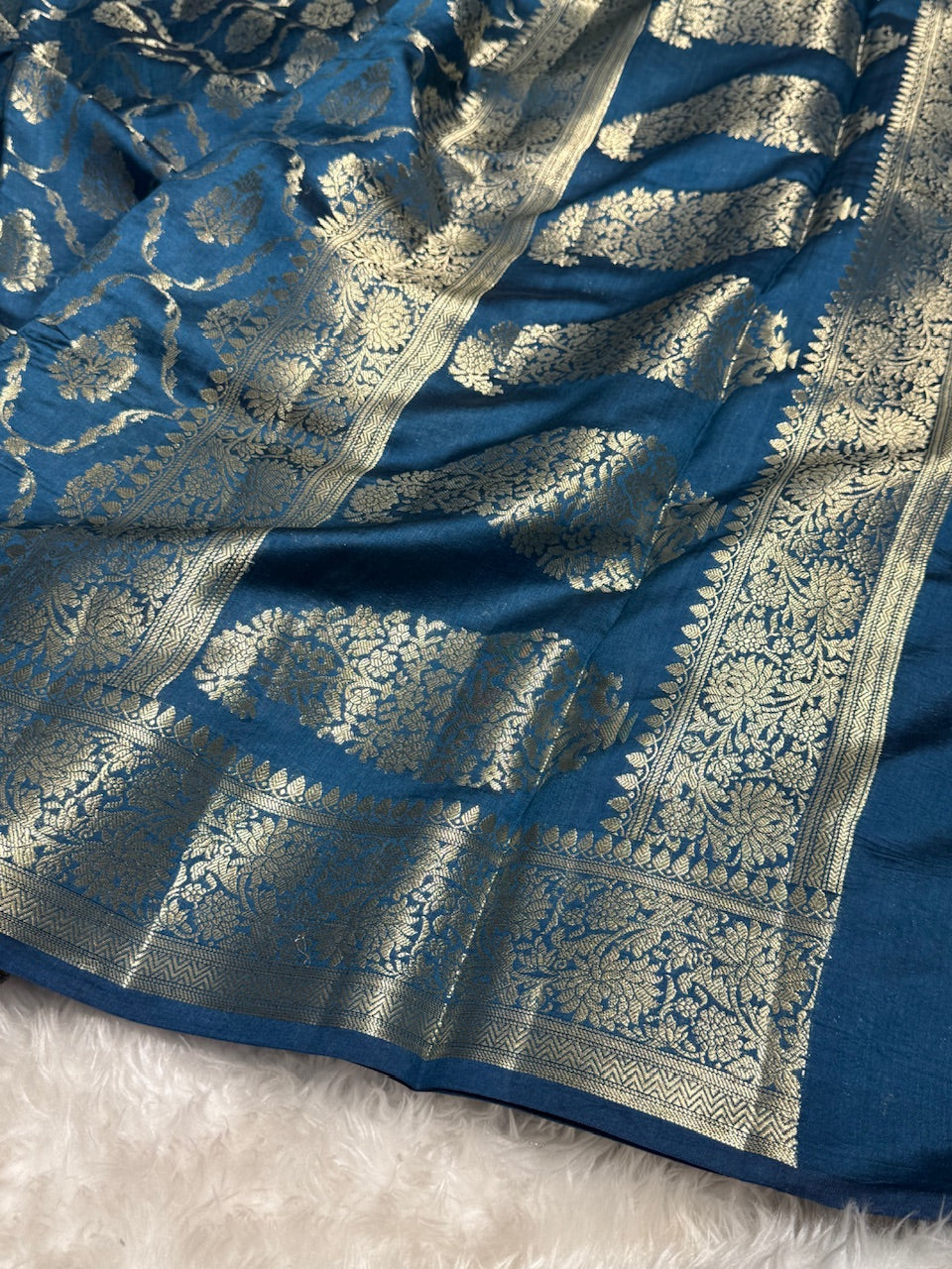 Midnight Blue Pure Chiniya Silk