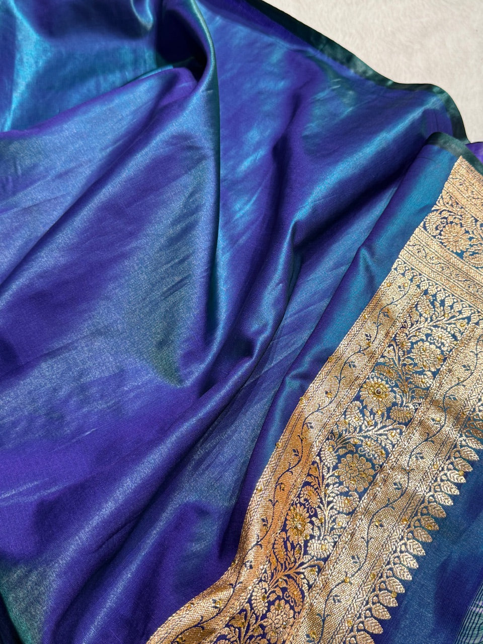 Bridal Peacock Cross Satin Silk with Ari and Stone work