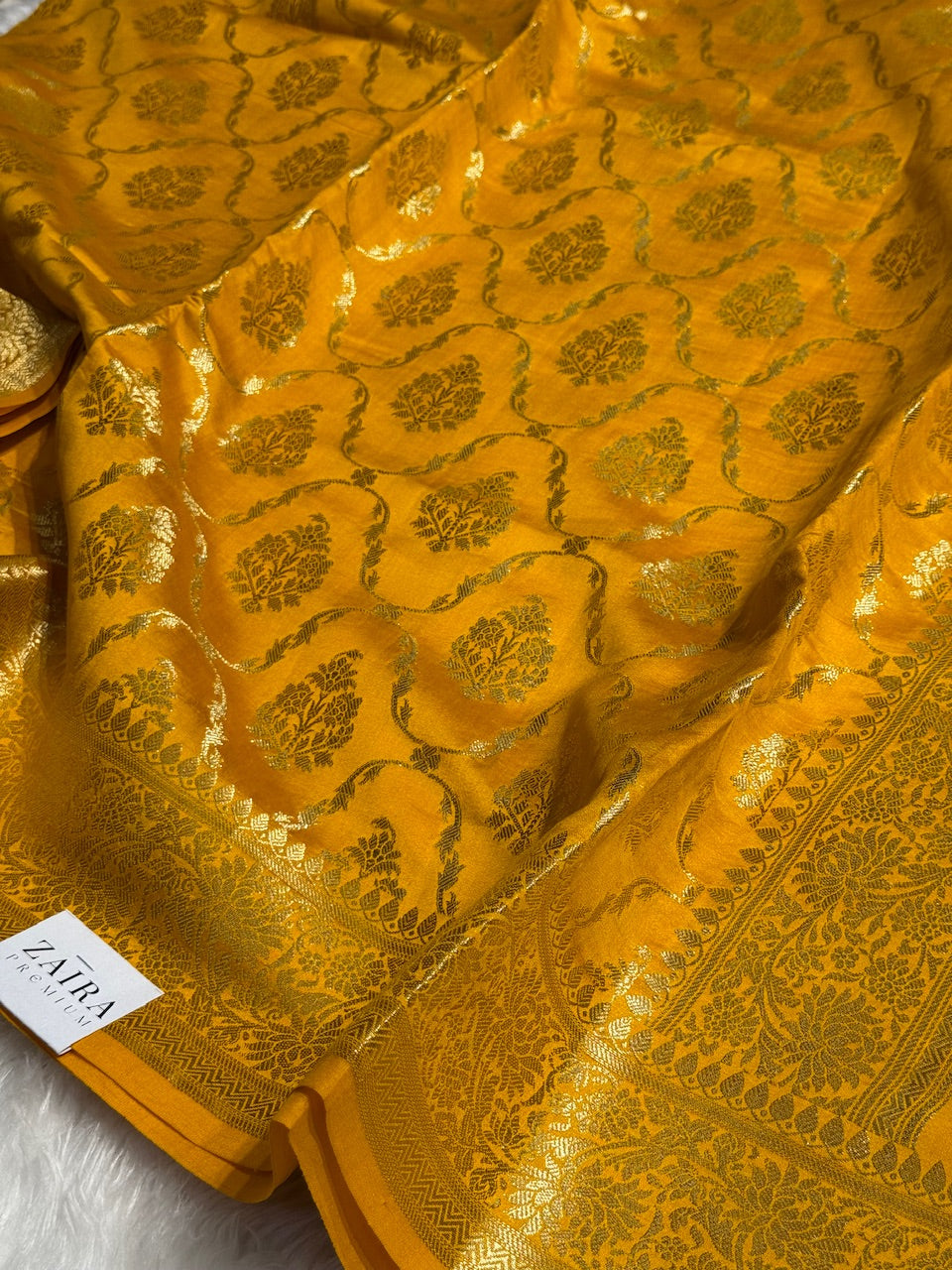 Mustard Gold Pure Chiniya Silk