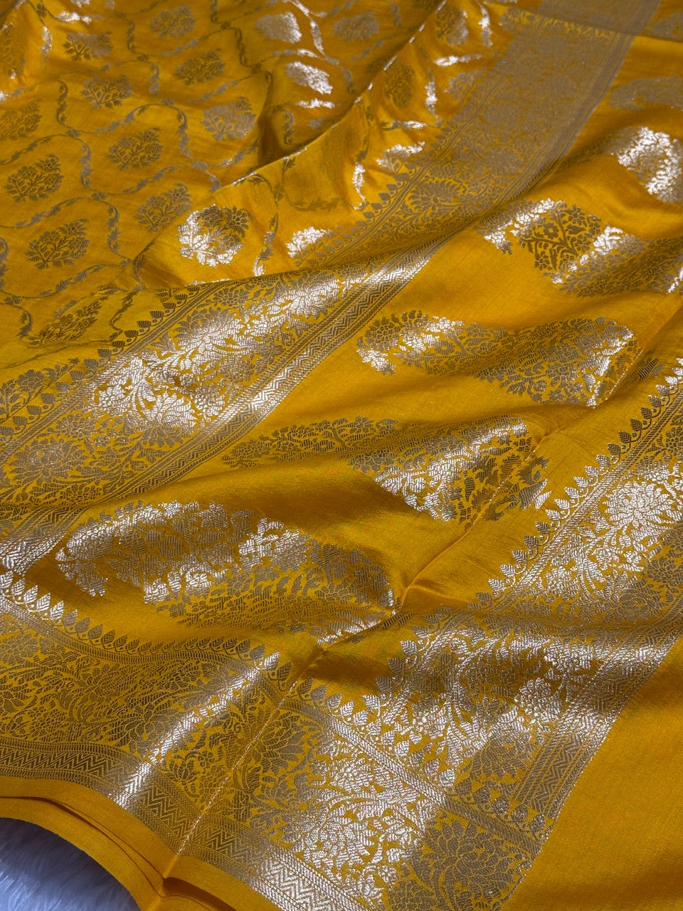 Mustard Gold Pure Chiniya Silk