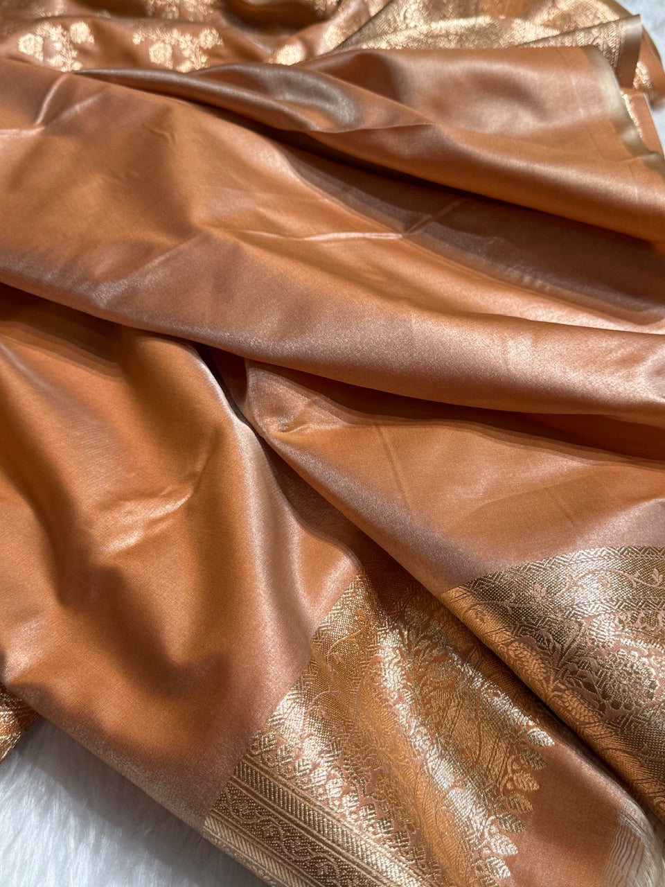 Banarasi Chiku Cross Jaal Satin Silk Saree SS11