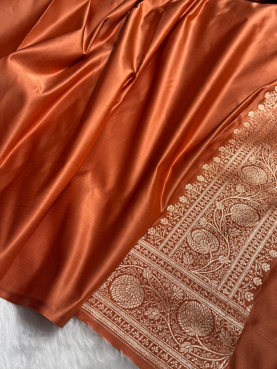Black - Peach Banarasi Boota Katan Silk Saree