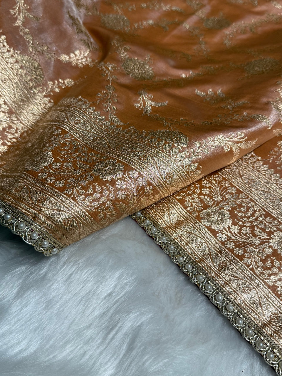 Satin Silk Jaal in Dusty Mouve Shades With Gota Patii SSGP14