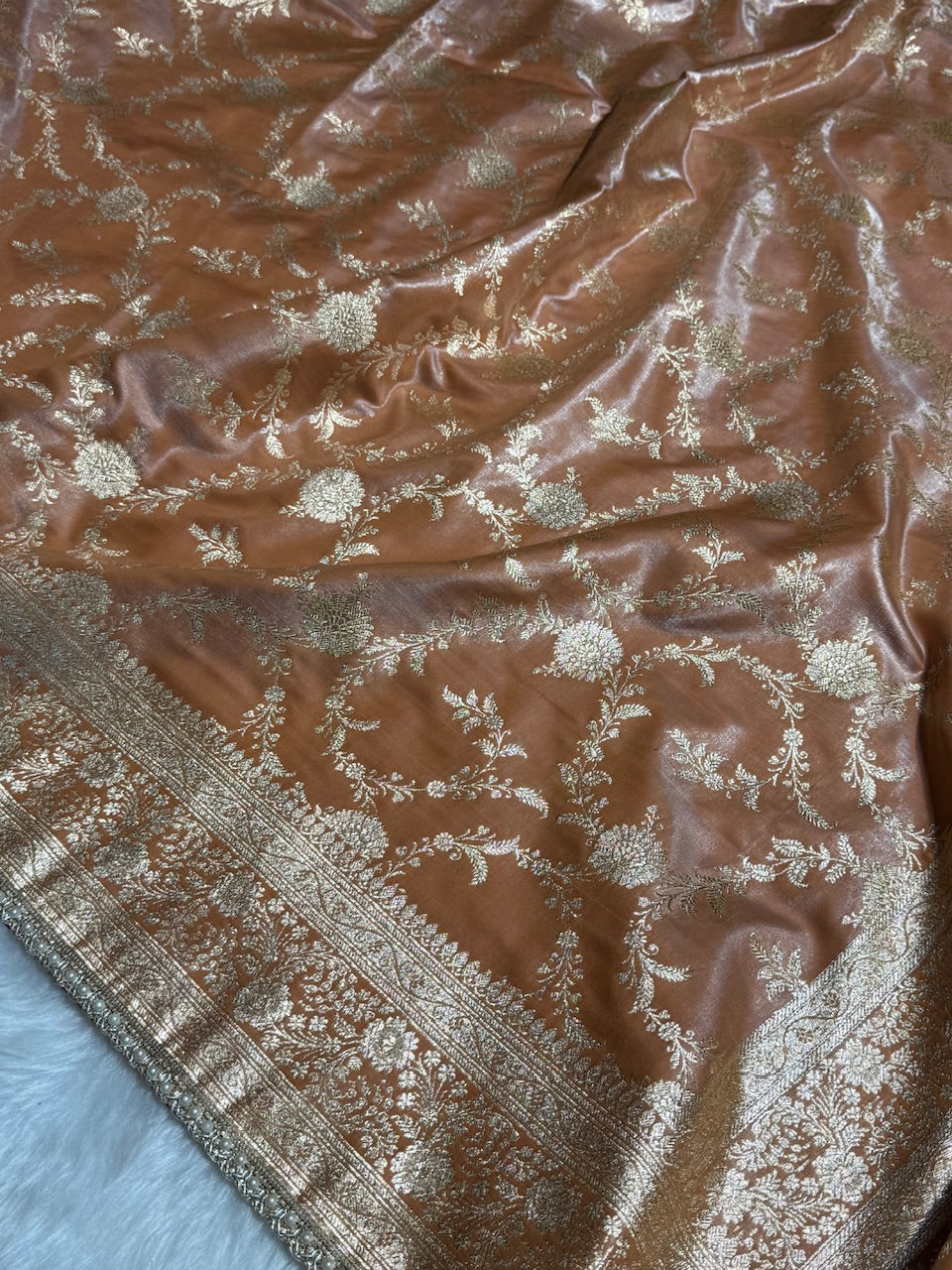 Satin Silk Jaal in Dusty Mouve Shades With Gota Patii SSGP14