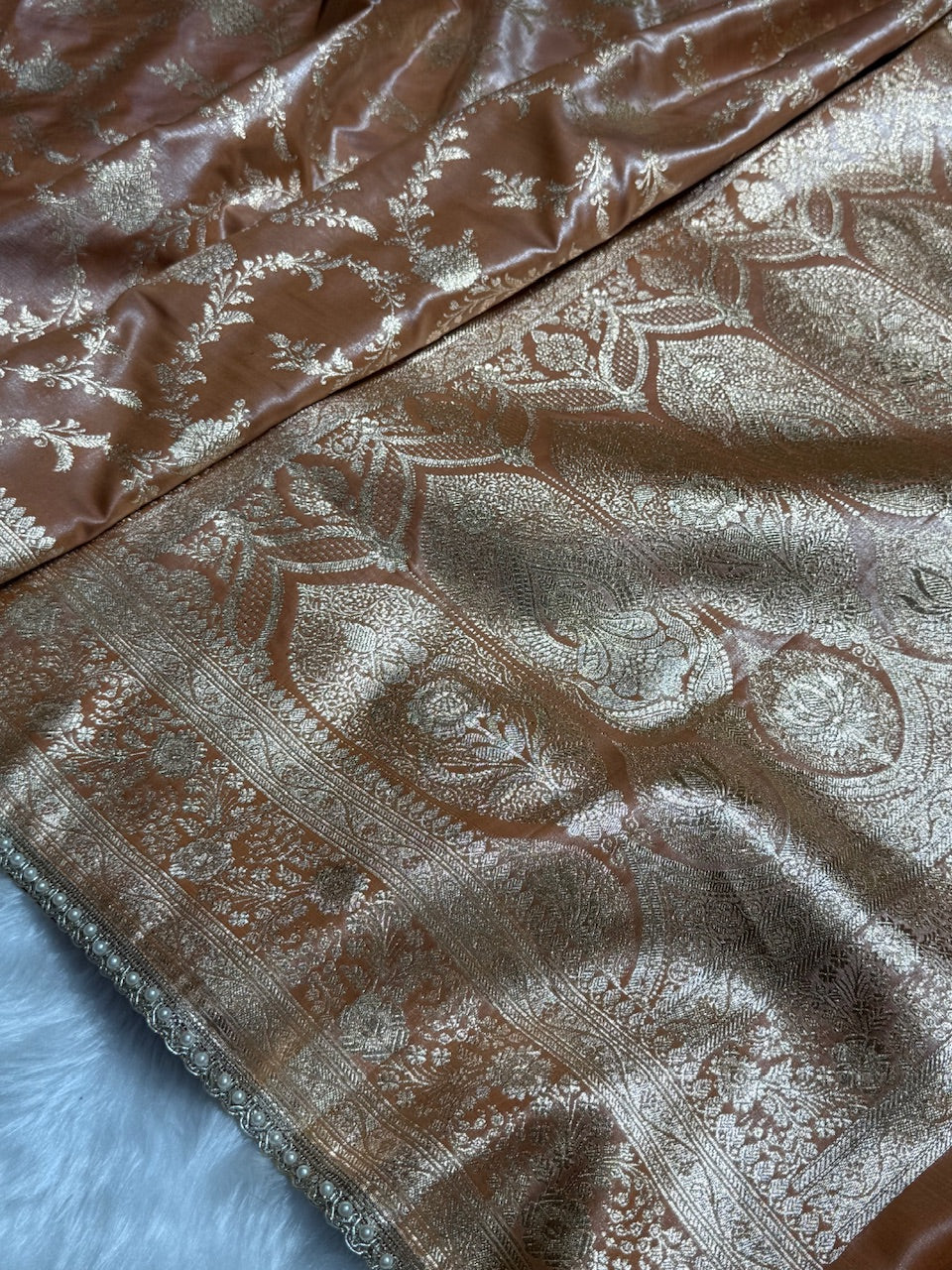 Satin Silk Jaal in Dusty Mouve Shades With Gota Patii SSGP14