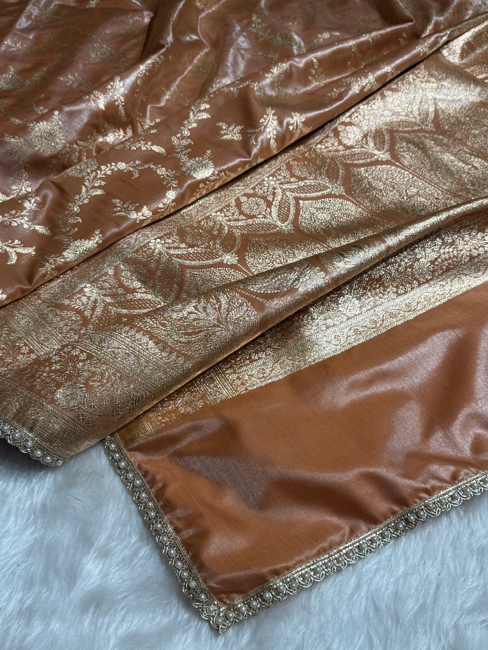 Satin Silk Jaal in Dusty Mouve Shades With Gota Patii SSGP14