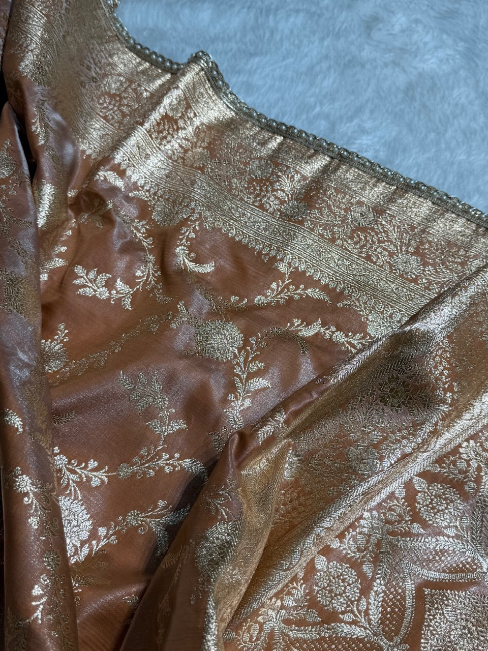 Satin Silk Jaal in Dusty Mouve Shades With Gota Patii SSGP14