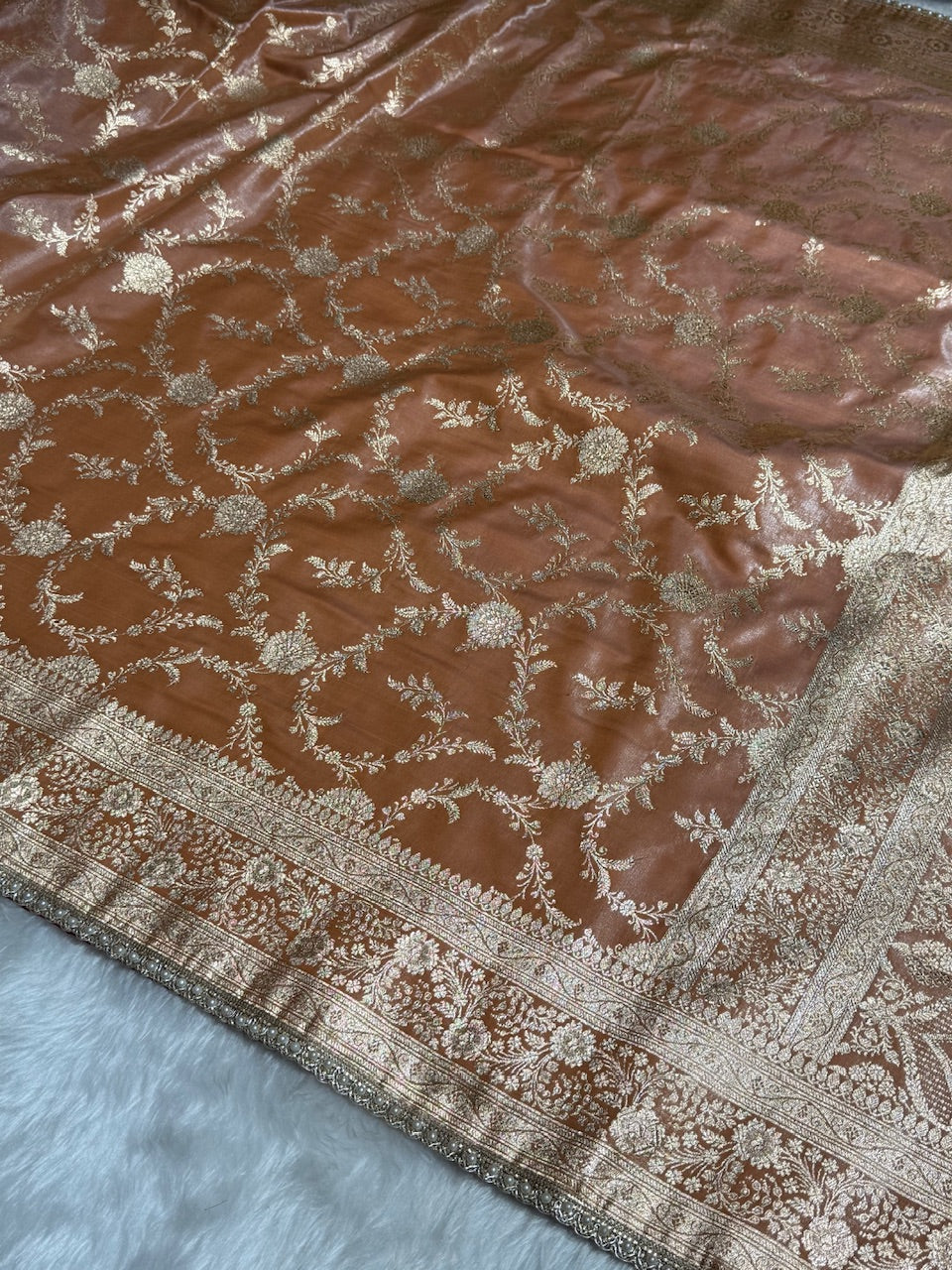 Satin Silk Jaal in Dusty Mouve Shades With Gota Patii SSGP14