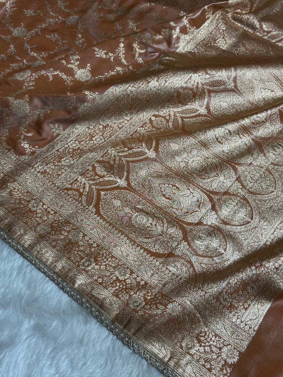 Satin Silk Jaal in Dusty Mouve Shades With Gota Patii SSGP14