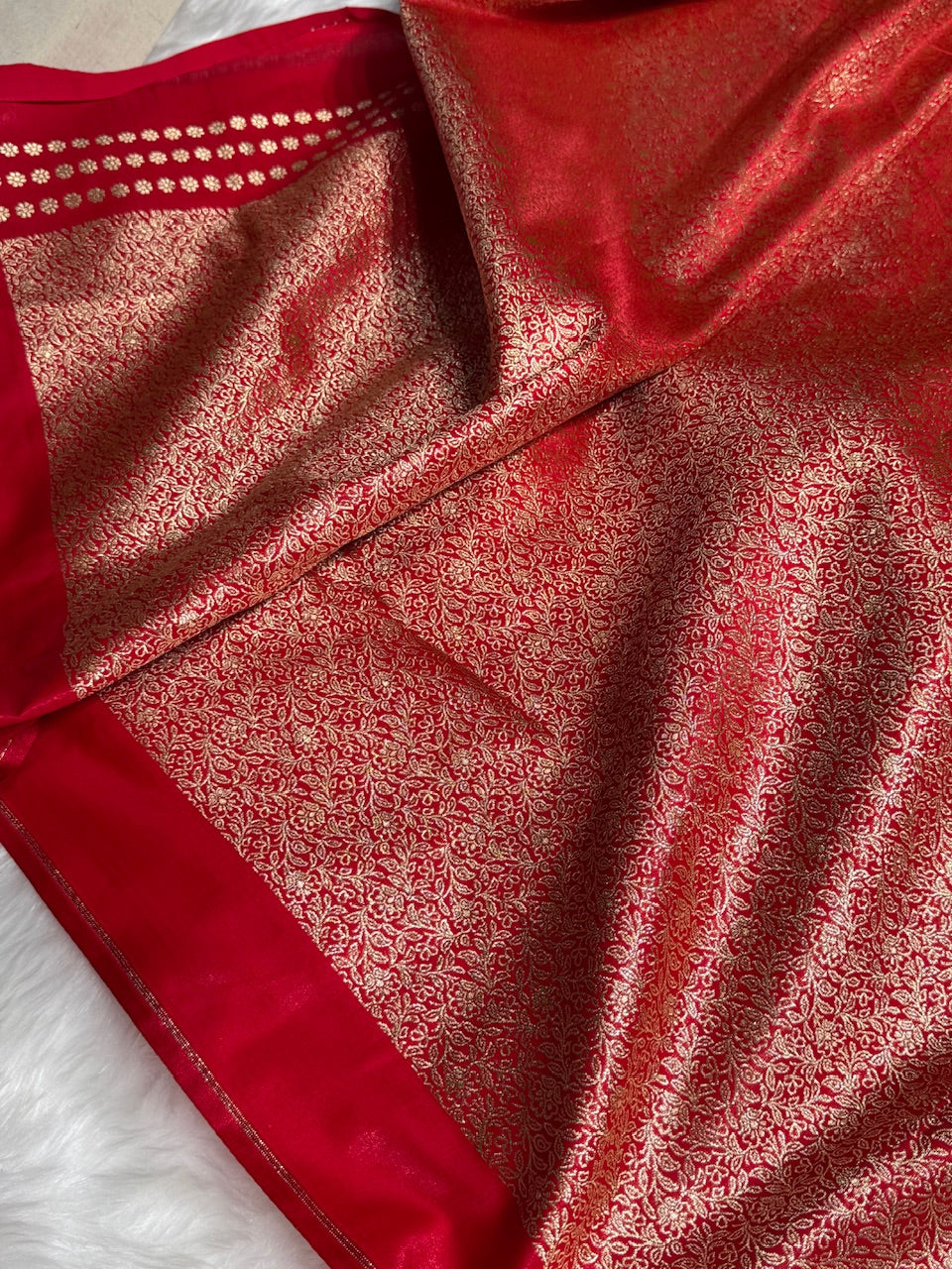 Red Shades Booti Satin Silk Saree with gotta patti SSGP07