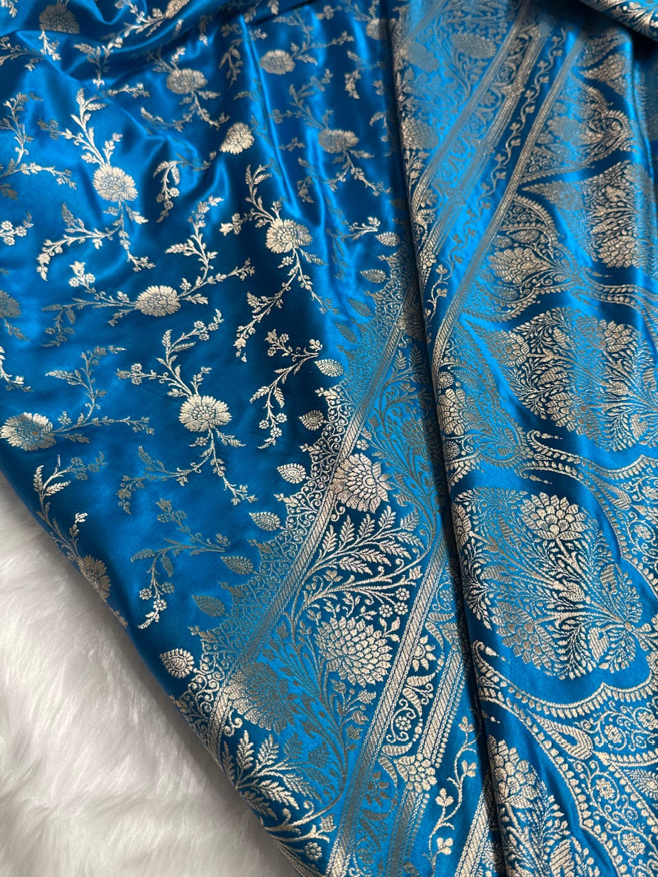 Firozy Banarasi Jaal Katan Silk Saree