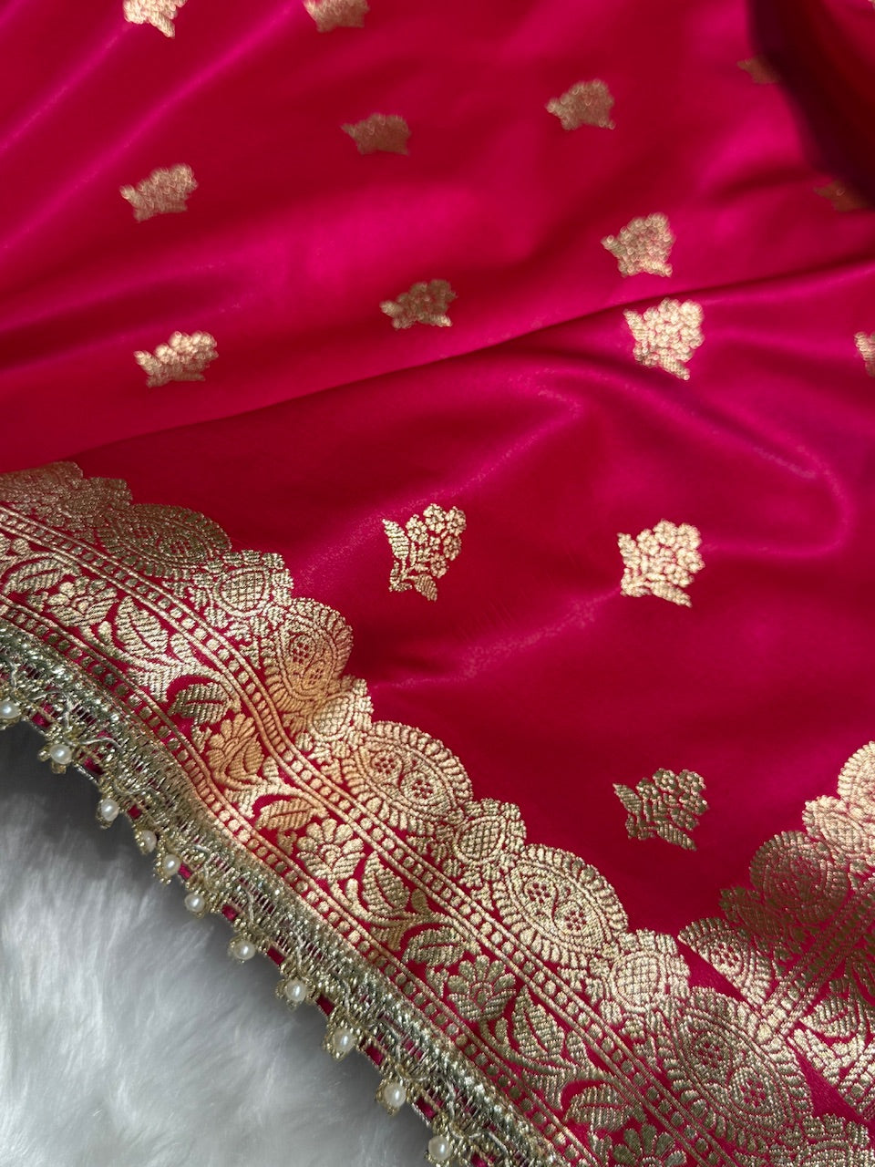 Satin Silk Boota in Pink Shades with Gota Patti SSGP07