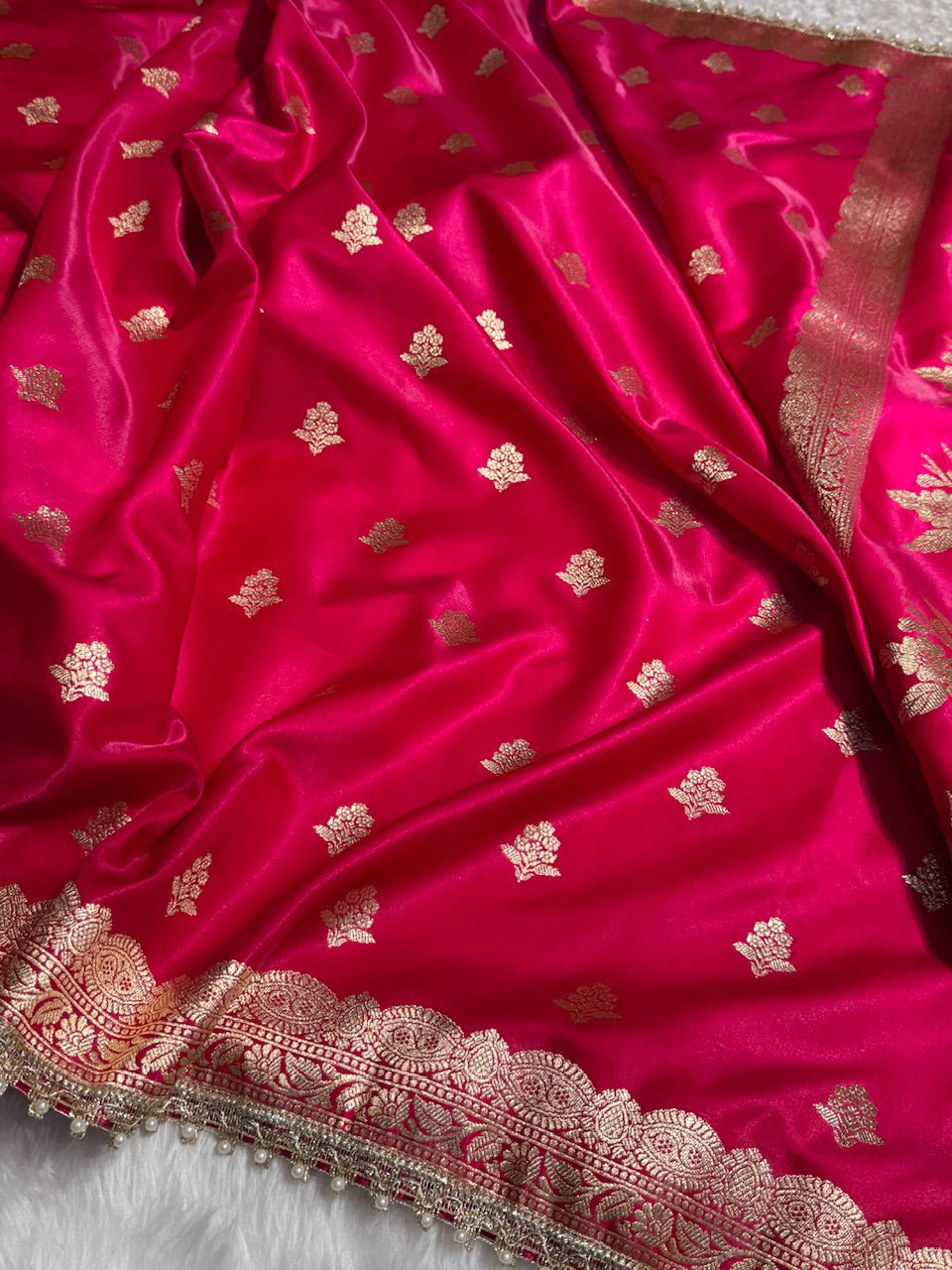 Satin Silk Boota in Pink Shades with Gota Patti SSGP07