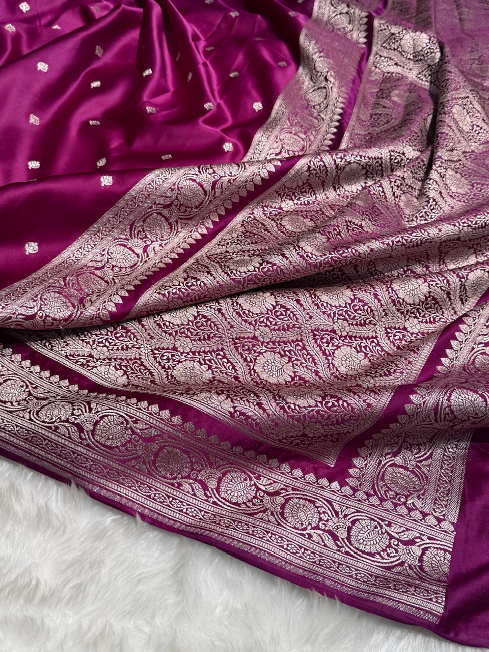 Banarasi Wine Booti Mashru Silk Saree