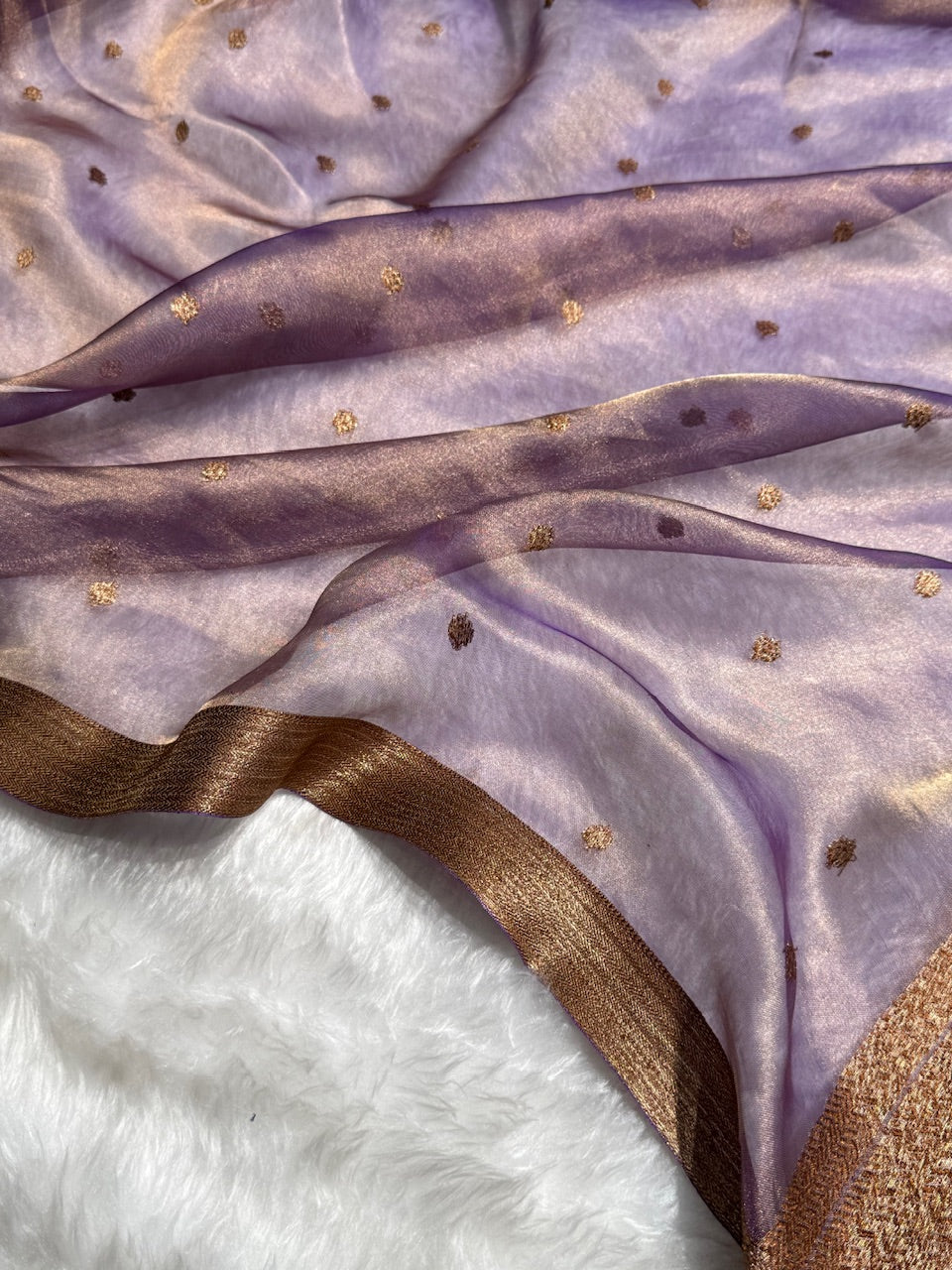 Lavender Floral Shades Pure Tissue Handloom Silk Saree PT-27