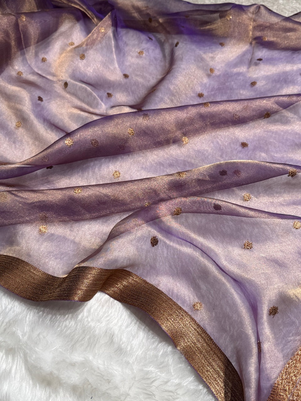 Lavender Floral Shades Pure Tissue Handloom Silk Saree PT-27