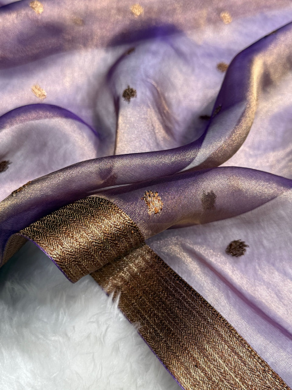 Lavender Floral Shades Pure Tissue Handloom Silk Saree PT-27