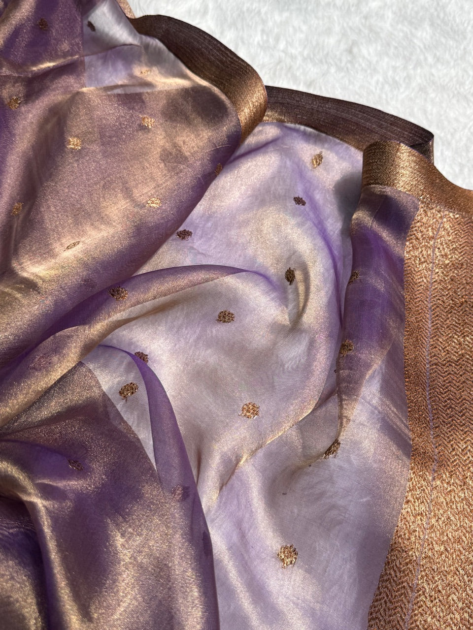 Lavender Floral Shades Pure Tissue Handloom Silk Saree PT-27