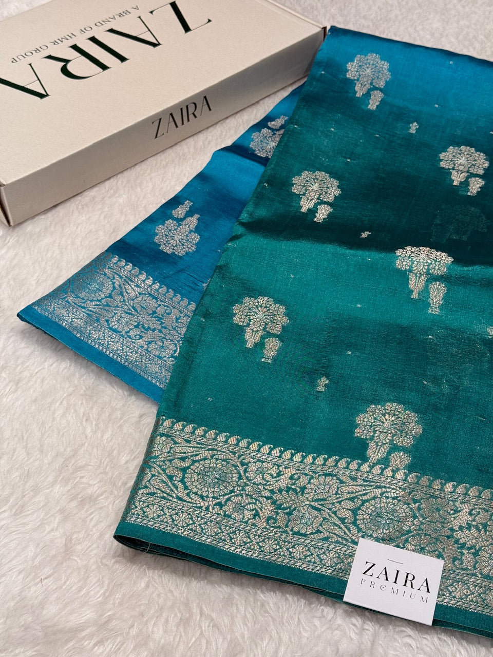 Ombre Firoji - see green Pure Caramel Silk Saree