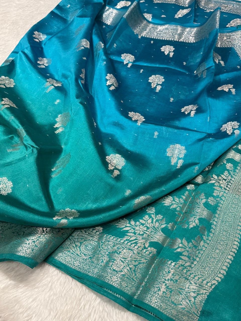 Ombre Firoji - see green Pure Caramel Silk Saree