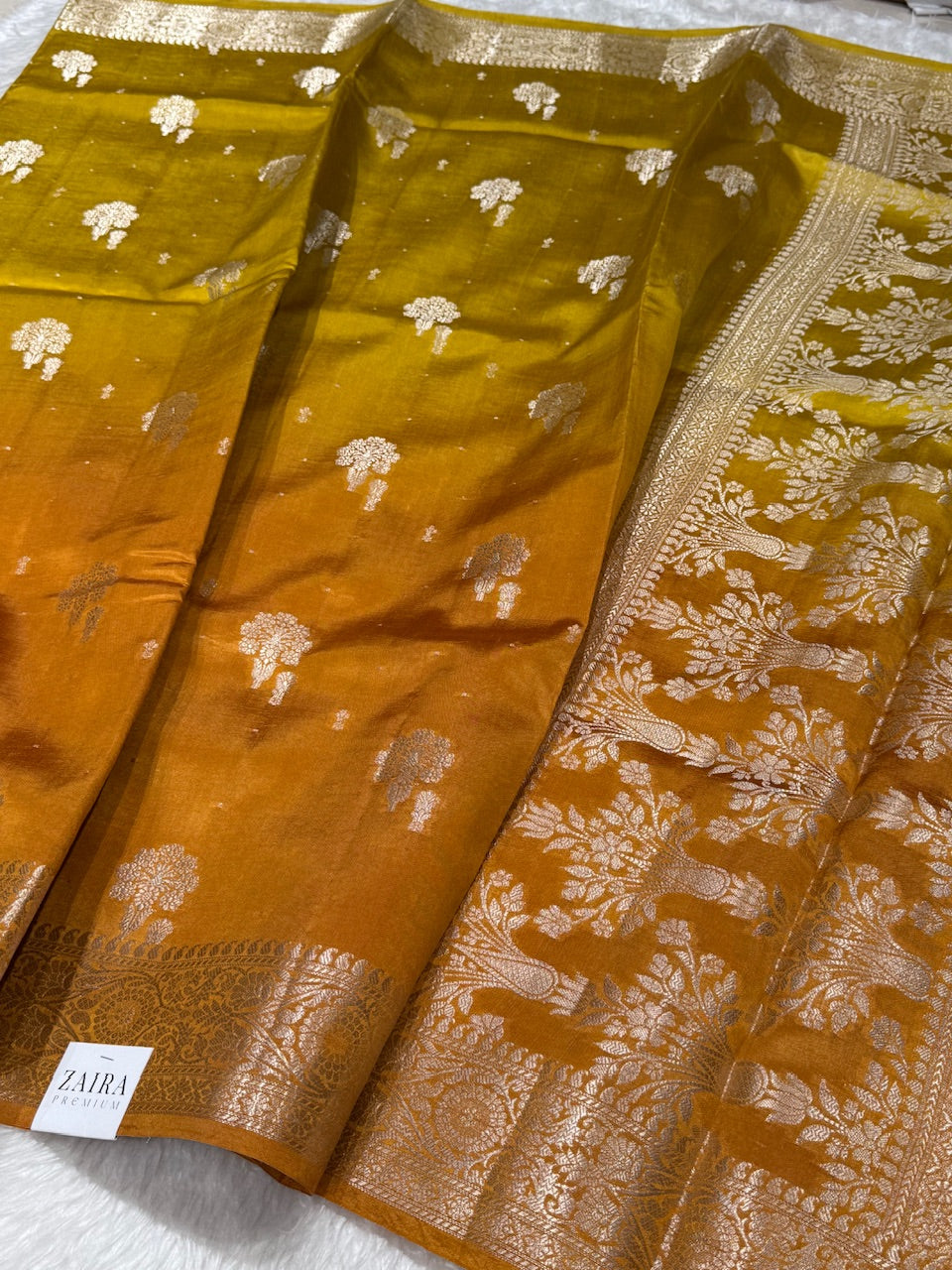 Ombre Yellow - Masturd Pure Caramel Silk Saree