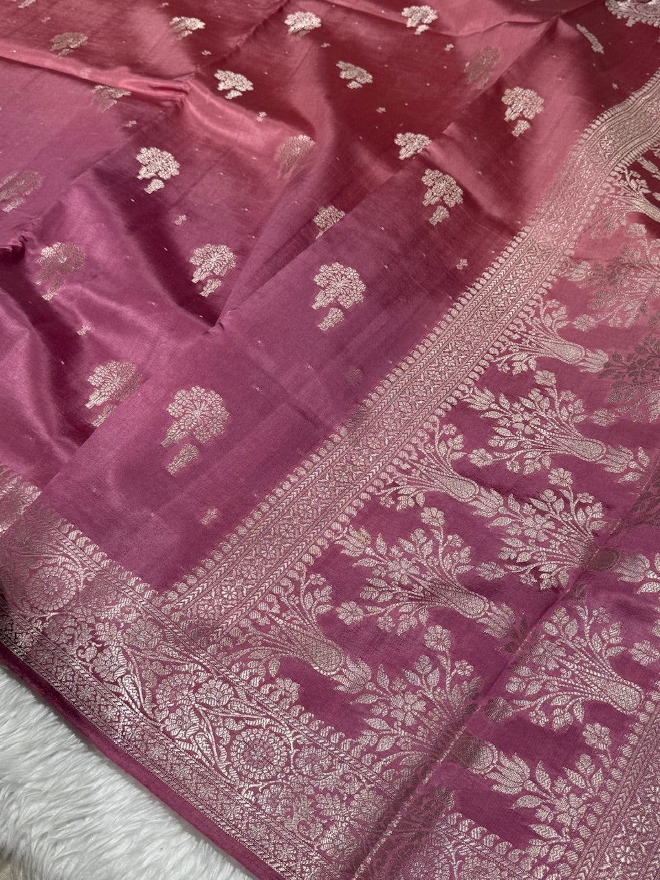 Ombre Mauve Pure Caramel Silk Saree
