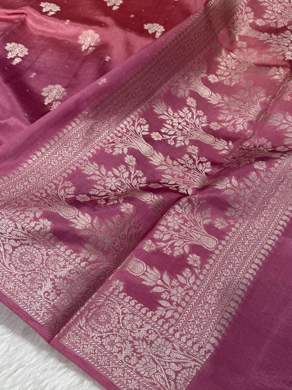 Ombre Mauve Pure Caramel Silk Saree