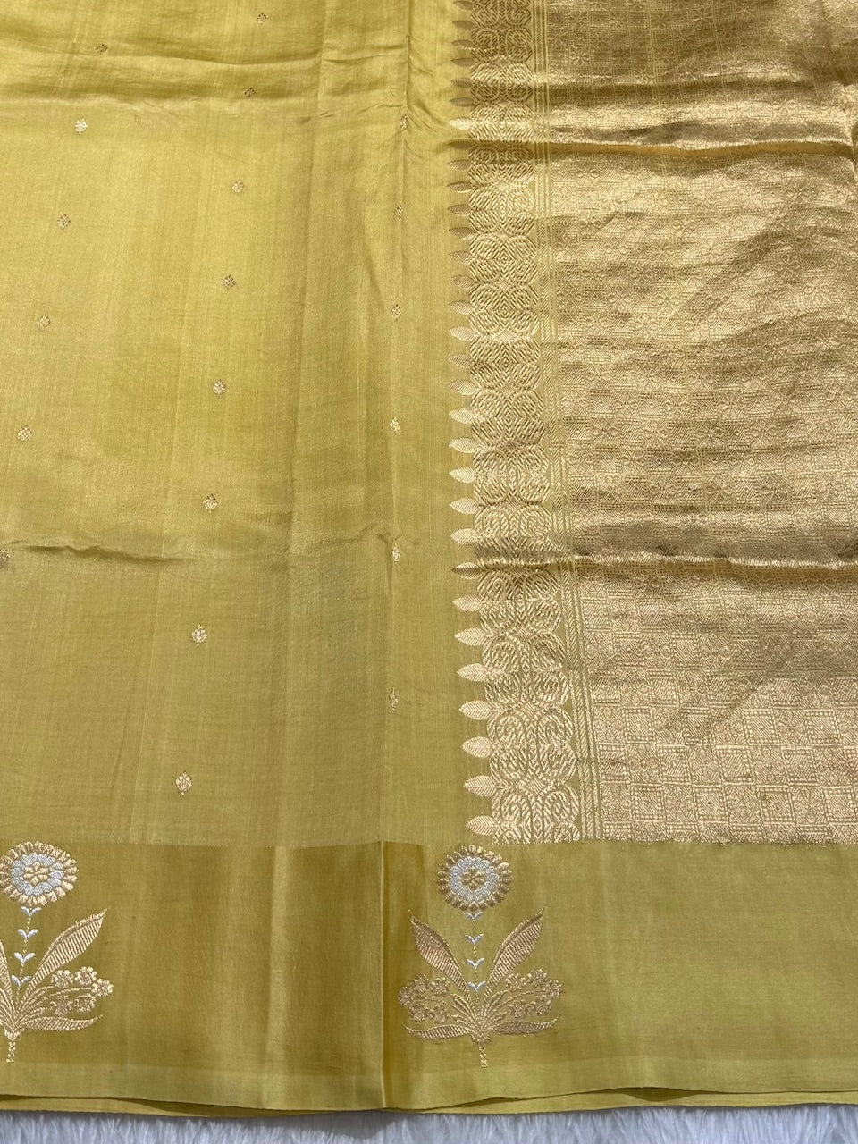 Mustard Meena Skirt Handwoven Paper Mango Silk
