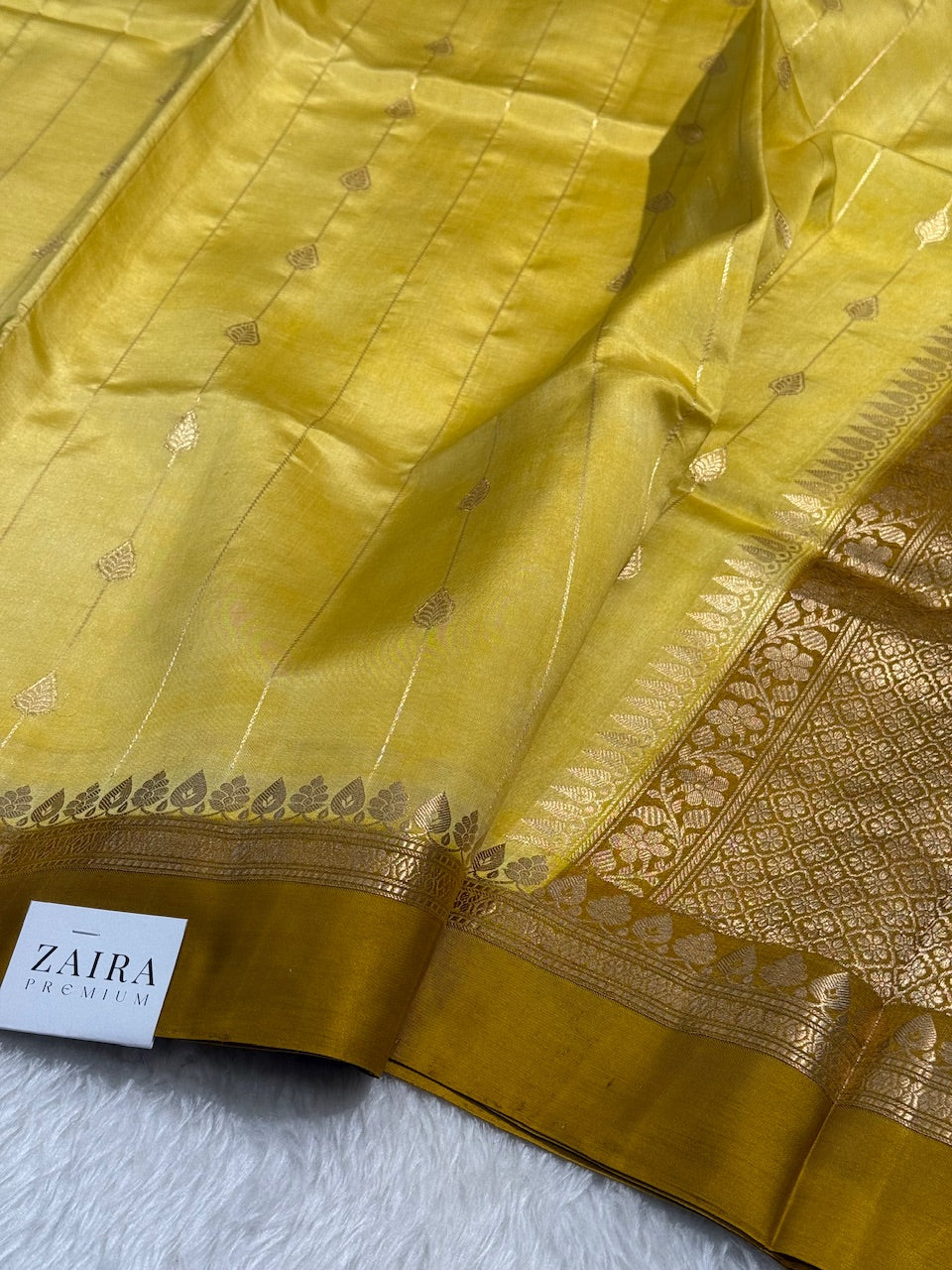 Lemon Yellow Contrast Handwoven Paper Mango Silk