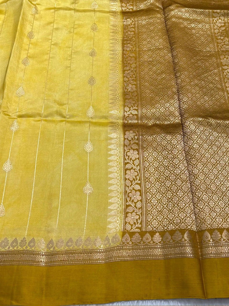 Lemon Yellow Contrast Handwoven Paper Mango Silk