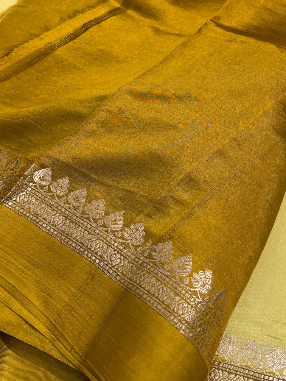 Lemon Yellow Contrast Handwoven Paper Mango Silk