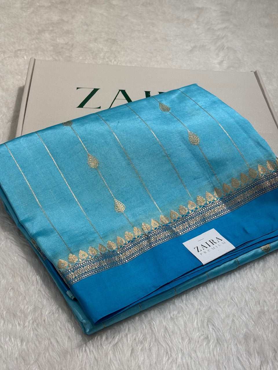 Aqua Blue Contrast Handwoven Paper Mango Silk