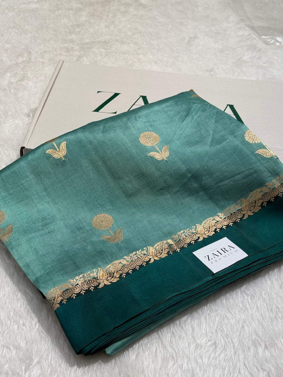 Dusty Teal Contrast Handwoven Paper Mango Silk