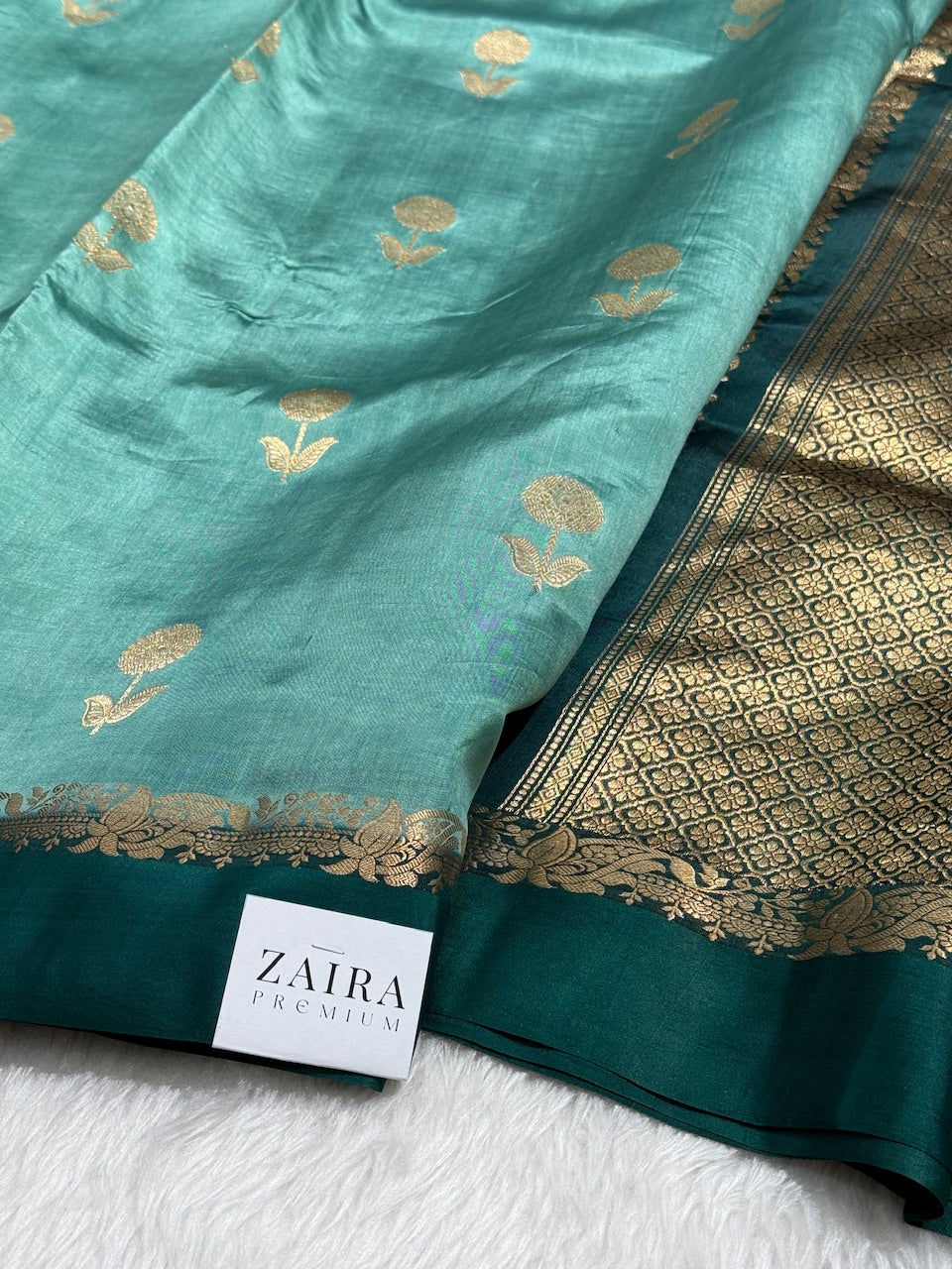 Dusty Teal Contrast Handwoven Paper Mango Silk