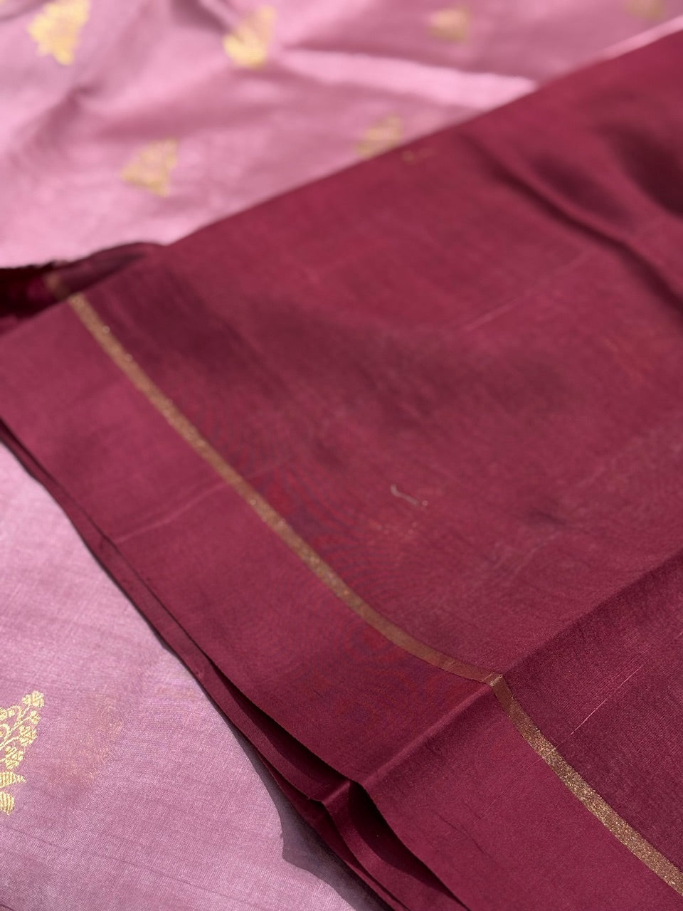Turkish Rose Wine Contrast Handwoven Paper Mango Silk