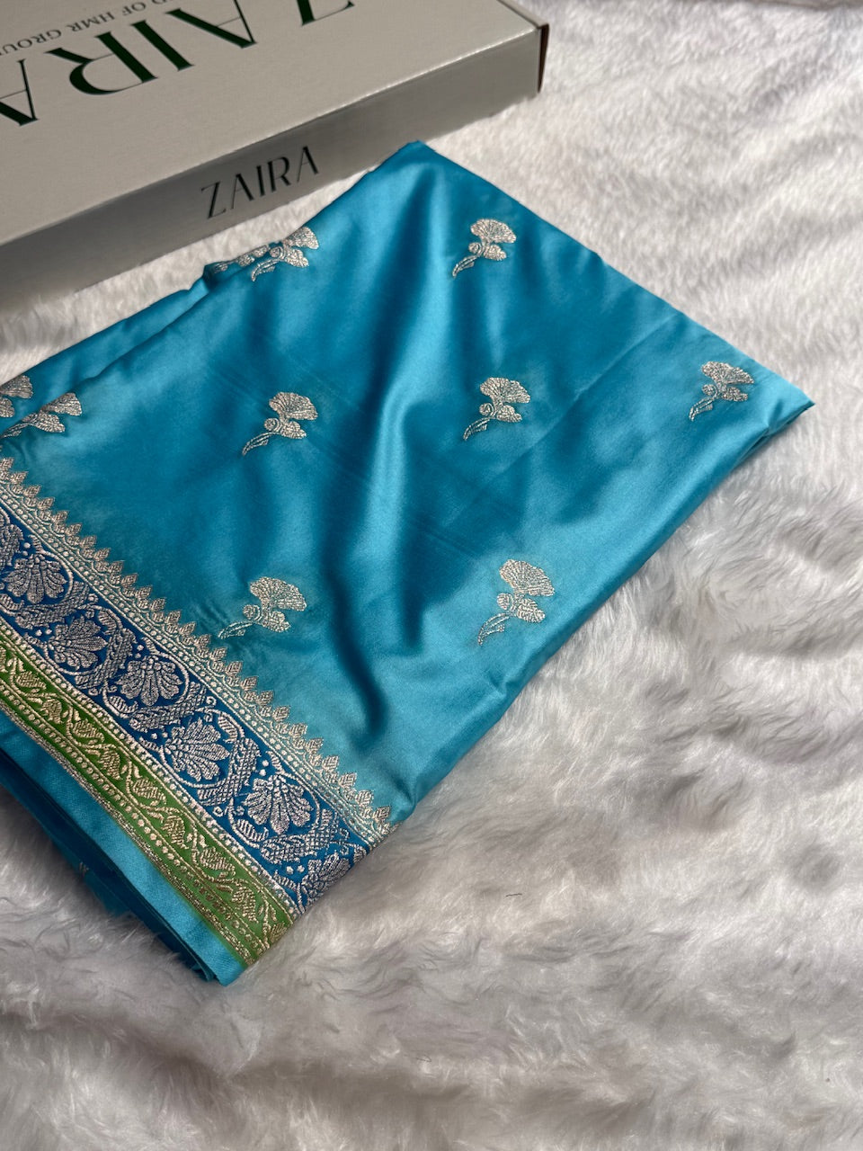 FABIUS - sari Firozy Shades Minakari Boota Mashru Silk Saree – ZAIRA