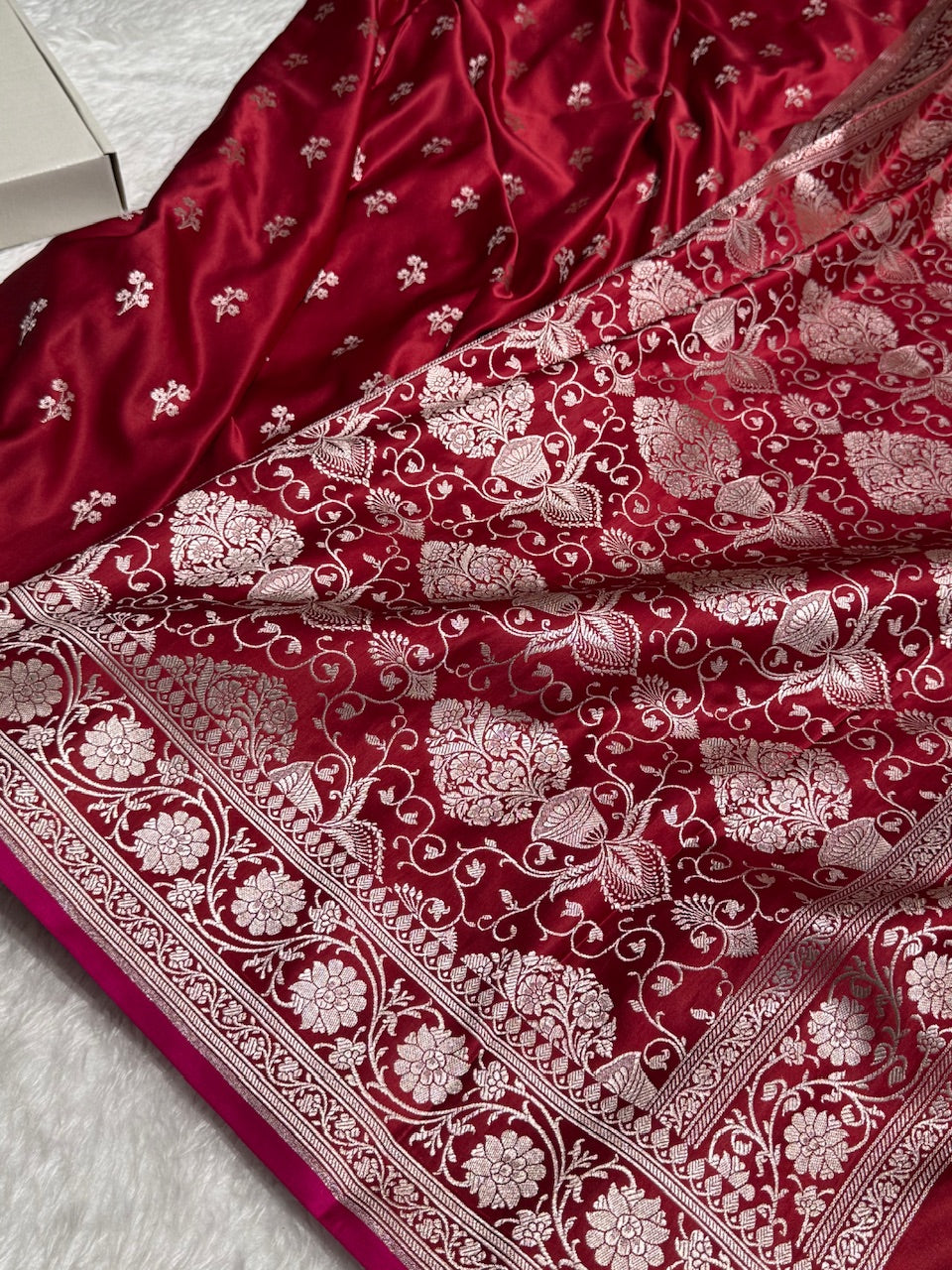 Maroon Booti Mashru Silk Saree