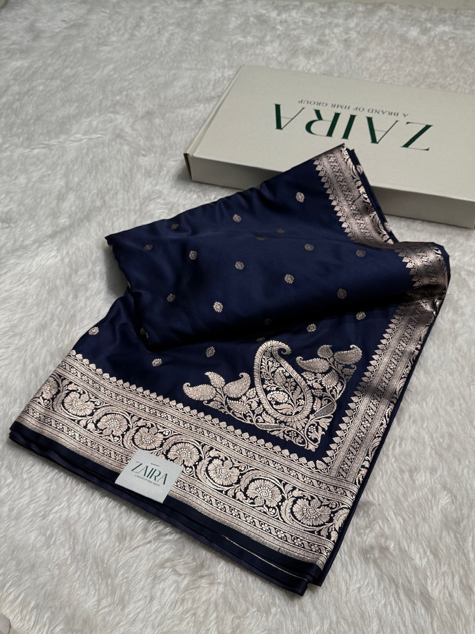 Carbon Grey Booti Mashru Silk Saree