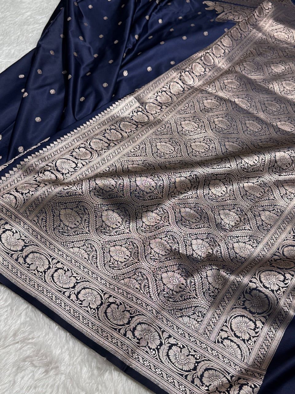 Carbon Grey Booti Mashru Silk Saree