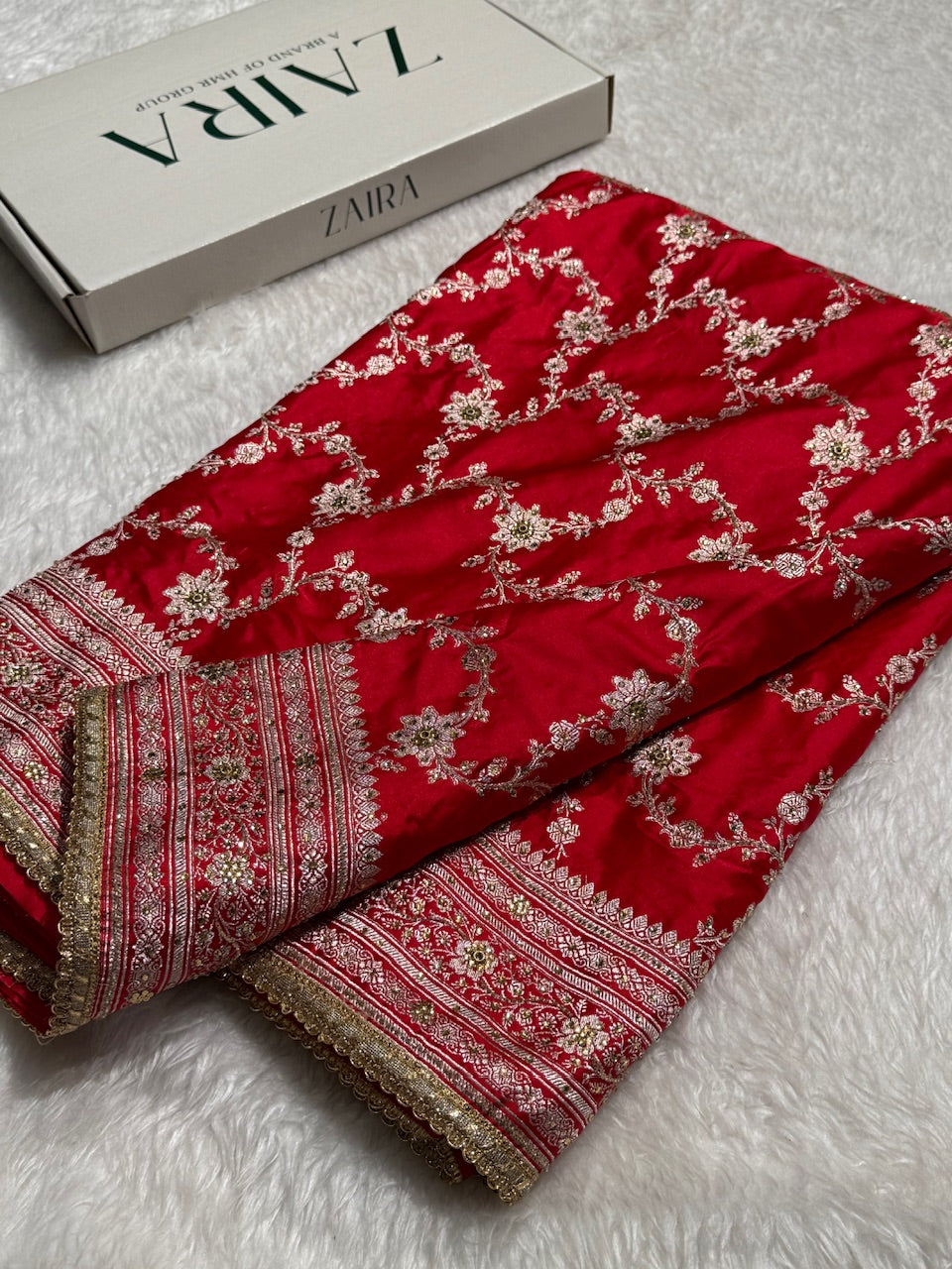 Bridal Red Jaal  Mashru Silk Saree