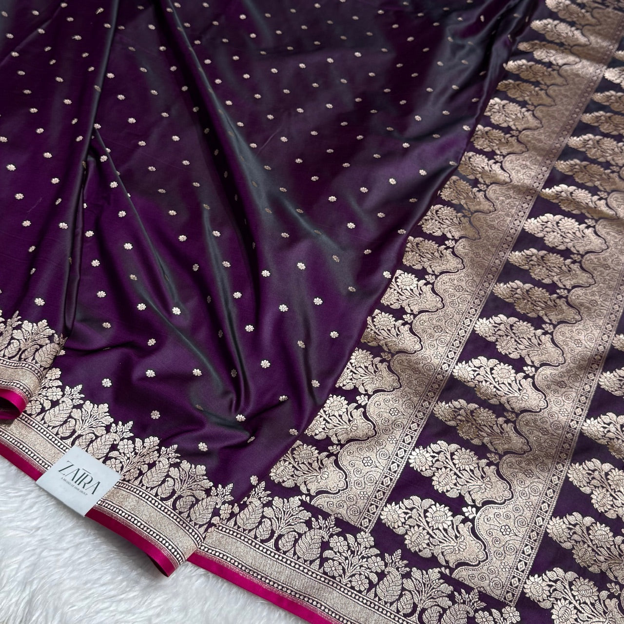 Deep Purple Mashru Silk Saree for Festive Seasons