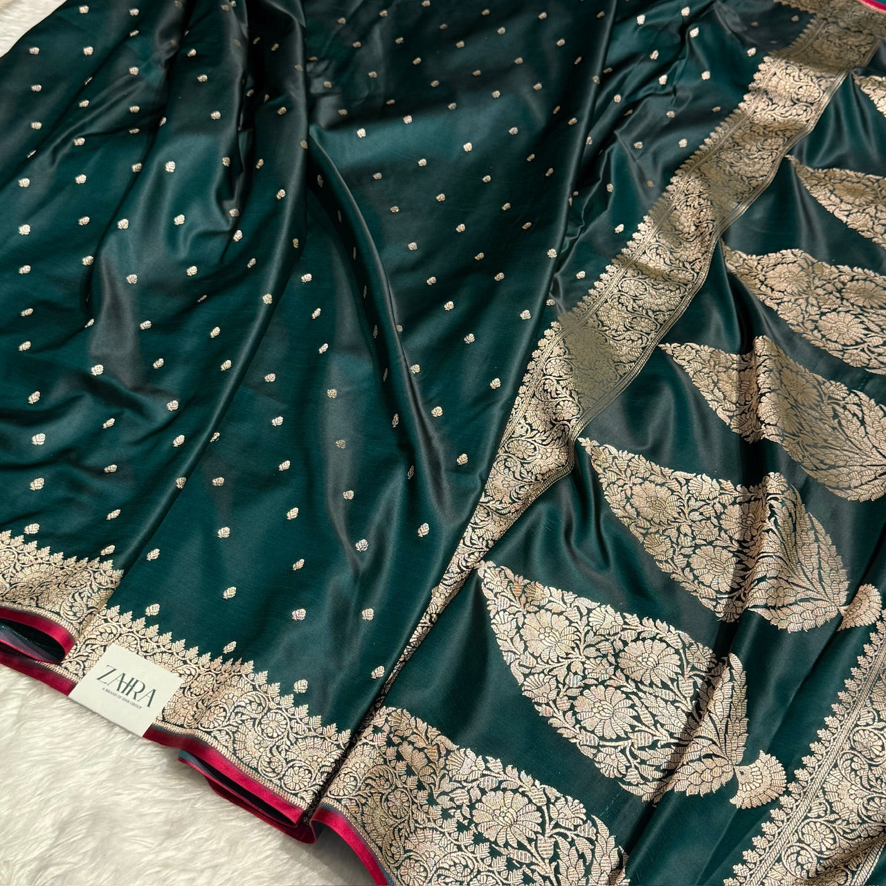 Palm Green Mashru Silk Saree for Festive Seasons