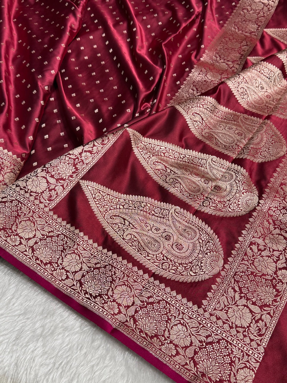 Dark Maroon Mashru Silk Saree for Festive Seasons