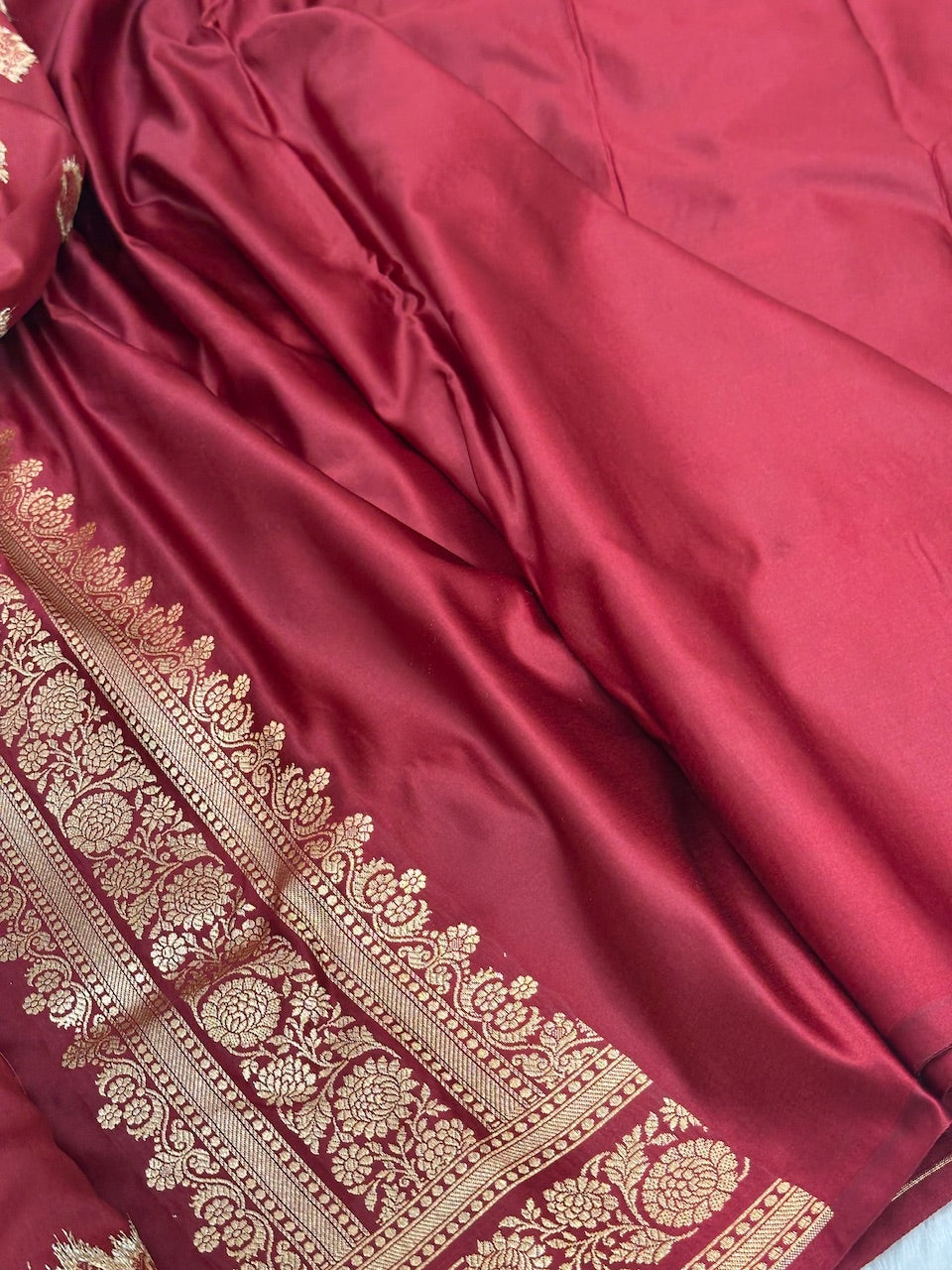Maroon Booti Pattern Satin Katan Silk Saree SK49