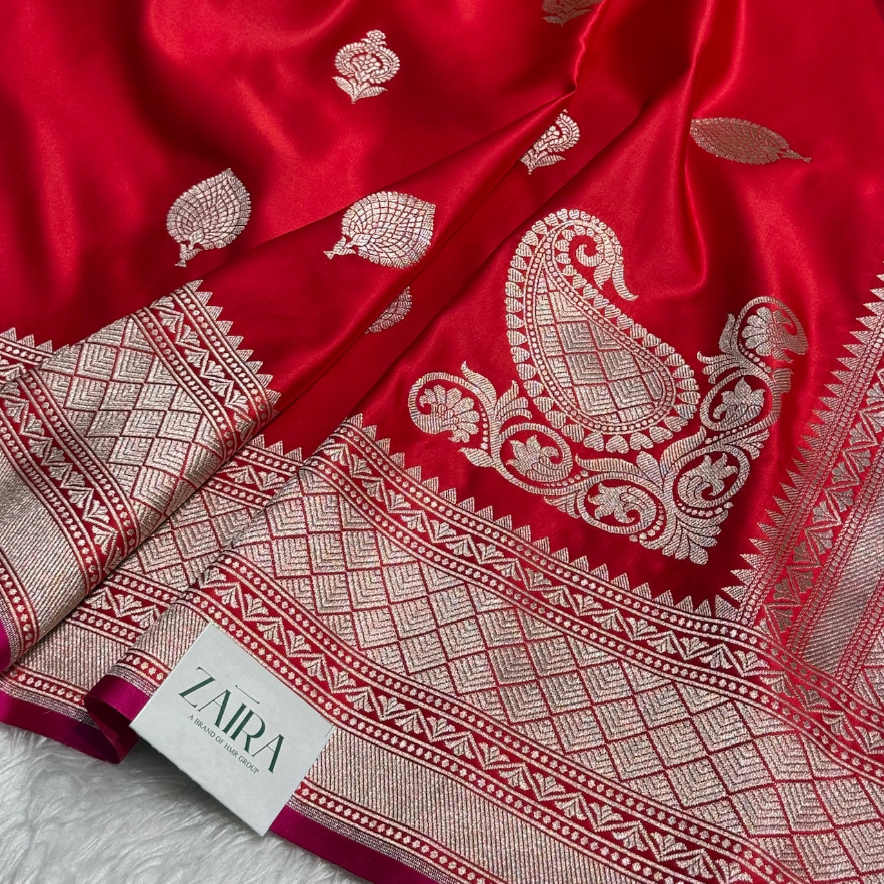 Red Mashru Silk Saree for Festive Seasons