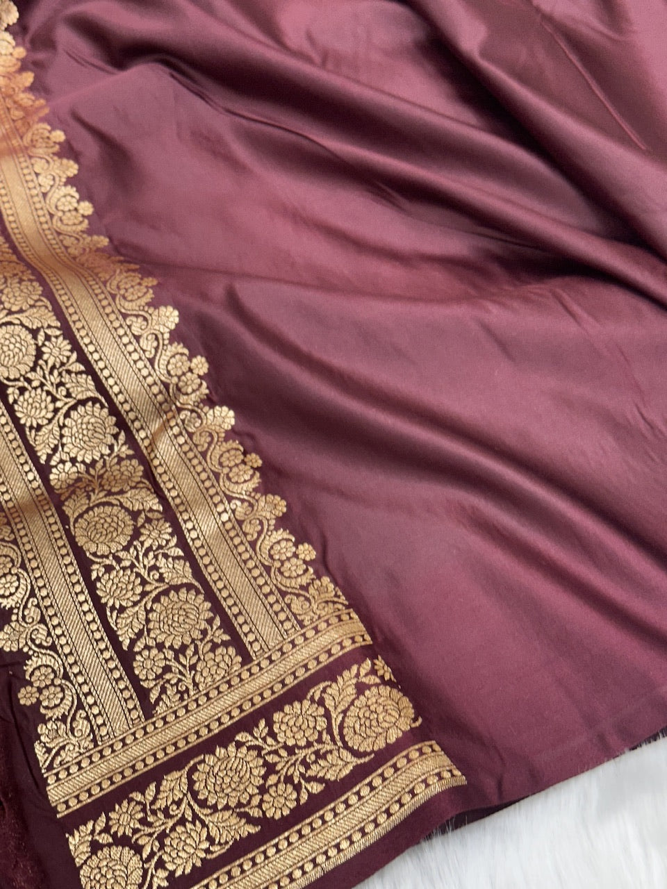 Chocolate Booti Pattern Satin Katan Silk Saree SK49
