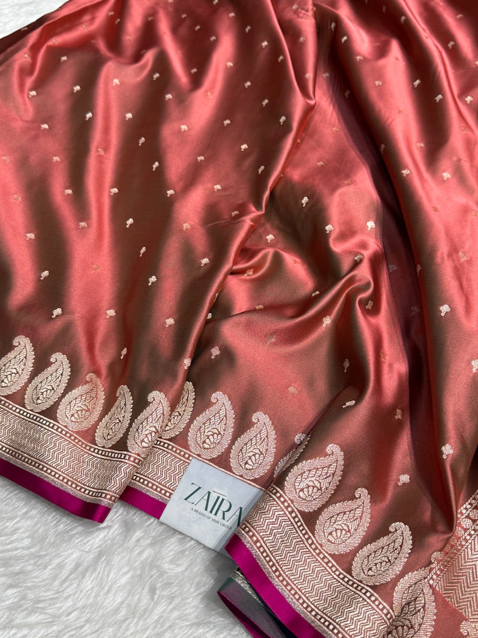 Brown Rust Mashru Silk Saree for Festive Seasons MSM 02